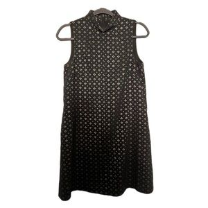 Mock neck black A-line dress